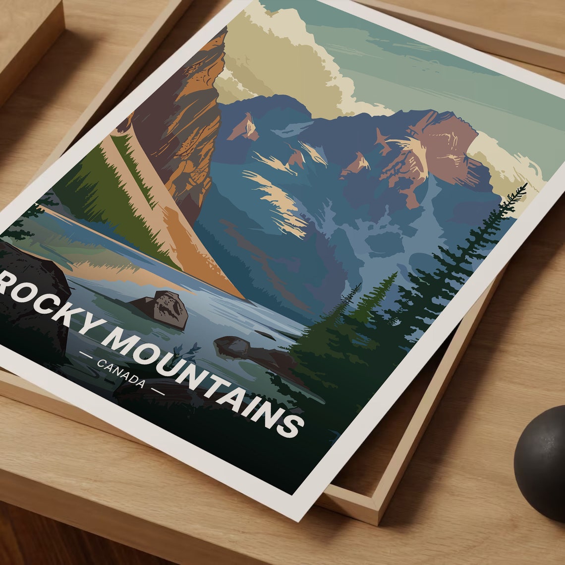 Rocky Mountains Canada Alpine Lake Peaks Reflection View Poster - Image 3