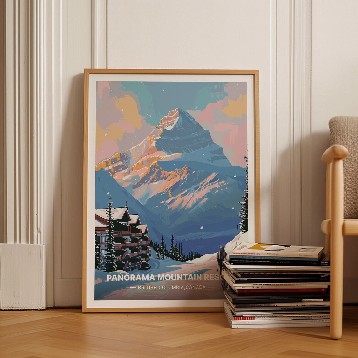 Canadian Rockies Ski Resort Panorama Travel Poster