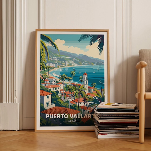 Puerto Vallarta Mexico Travel Poster, Guadalajara Decor