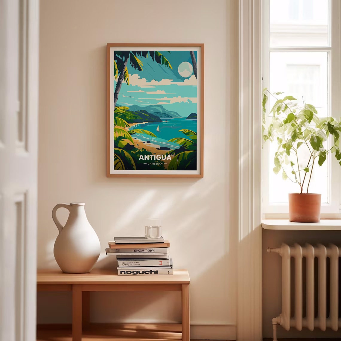 Antigua Caribbean Palm Beach Sailboat Tropical Island Poster - Image 4