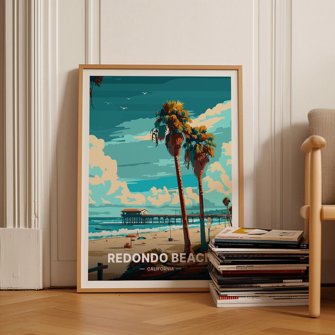 Redondo Beach California Travel Poster, Coastal Decor