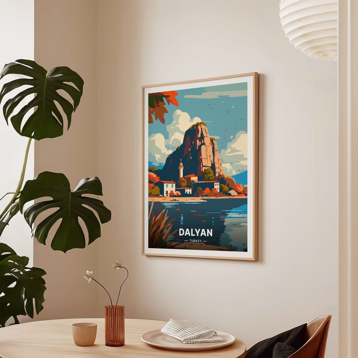 Dalyan Turkey Rock Cliff Waterfront Houses Coast Vintage Travel Poster - Image 2