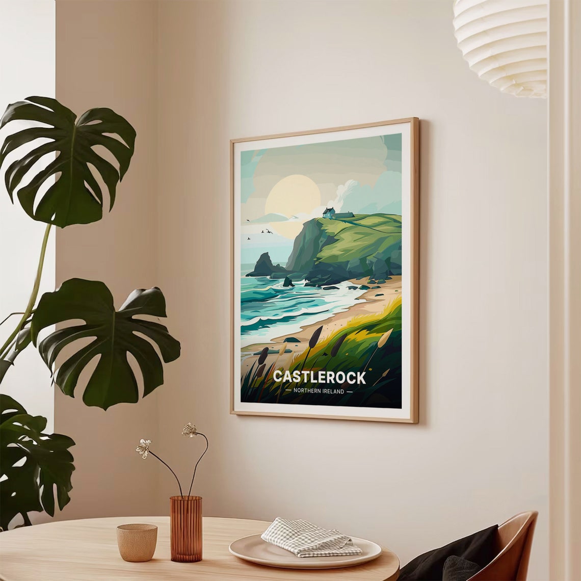 Castlerock Northern Ireland Sea Cliffs Beach Sunset Travel Poster - Image 2