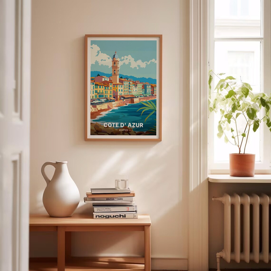 Cote dAzur Menton Harbor Church Tower French Riviera Travel Poster - Image 4