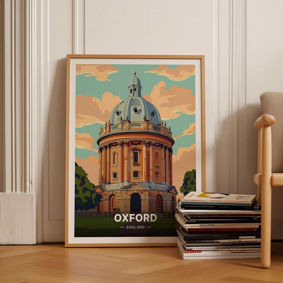 Oxford Vintage Travel Poster, England Cityscape