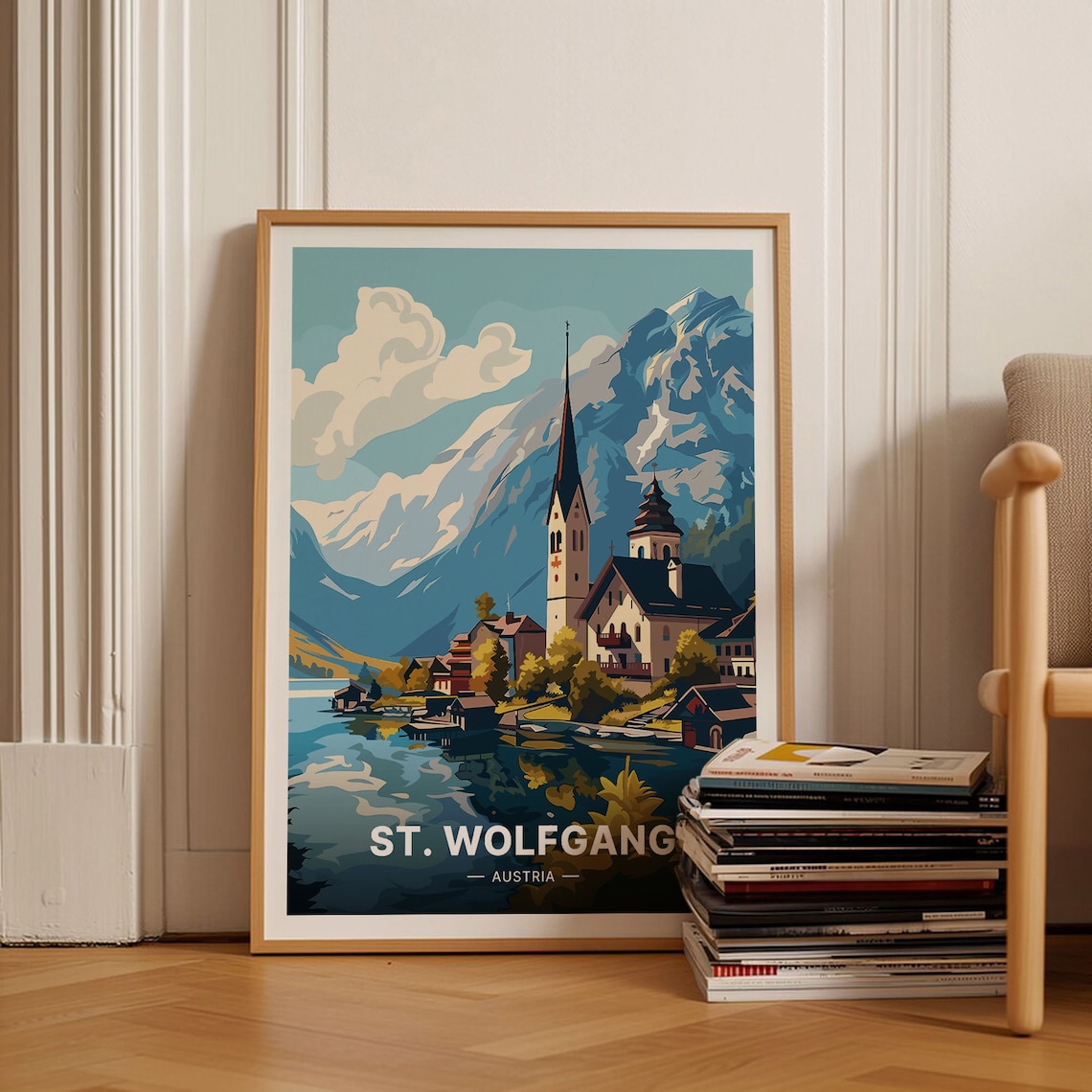 St Wolfgang Austria Travel Poster, Scenic Landscape