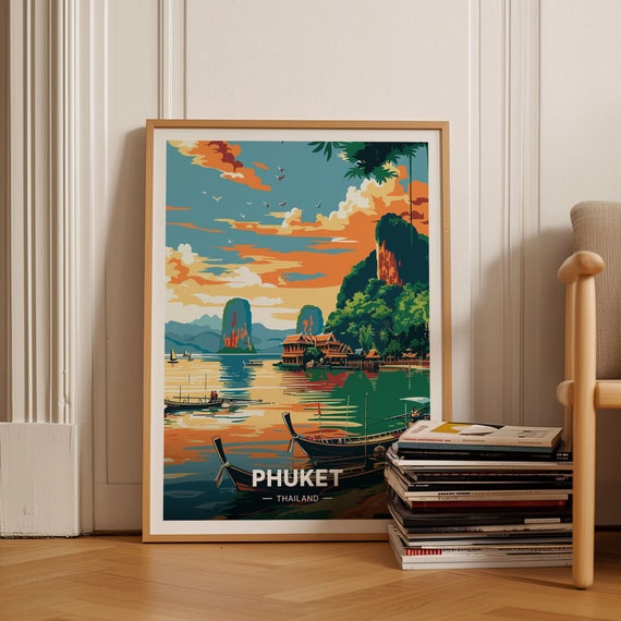Phuket Thailand Travel Poster Exotic Destination Wall Art Tropical Home Decor Wanderlust Inspired Gift Idea C20 904