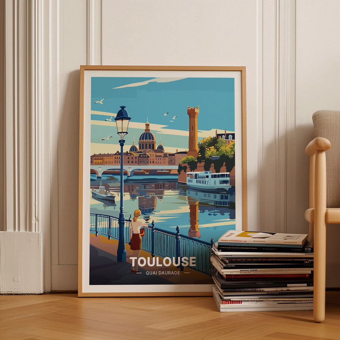 Toulouse France Skyline Poster French Riviera Travel Art Cityscape Wall Decor Housewarming Birthday Gift Idea C20 966