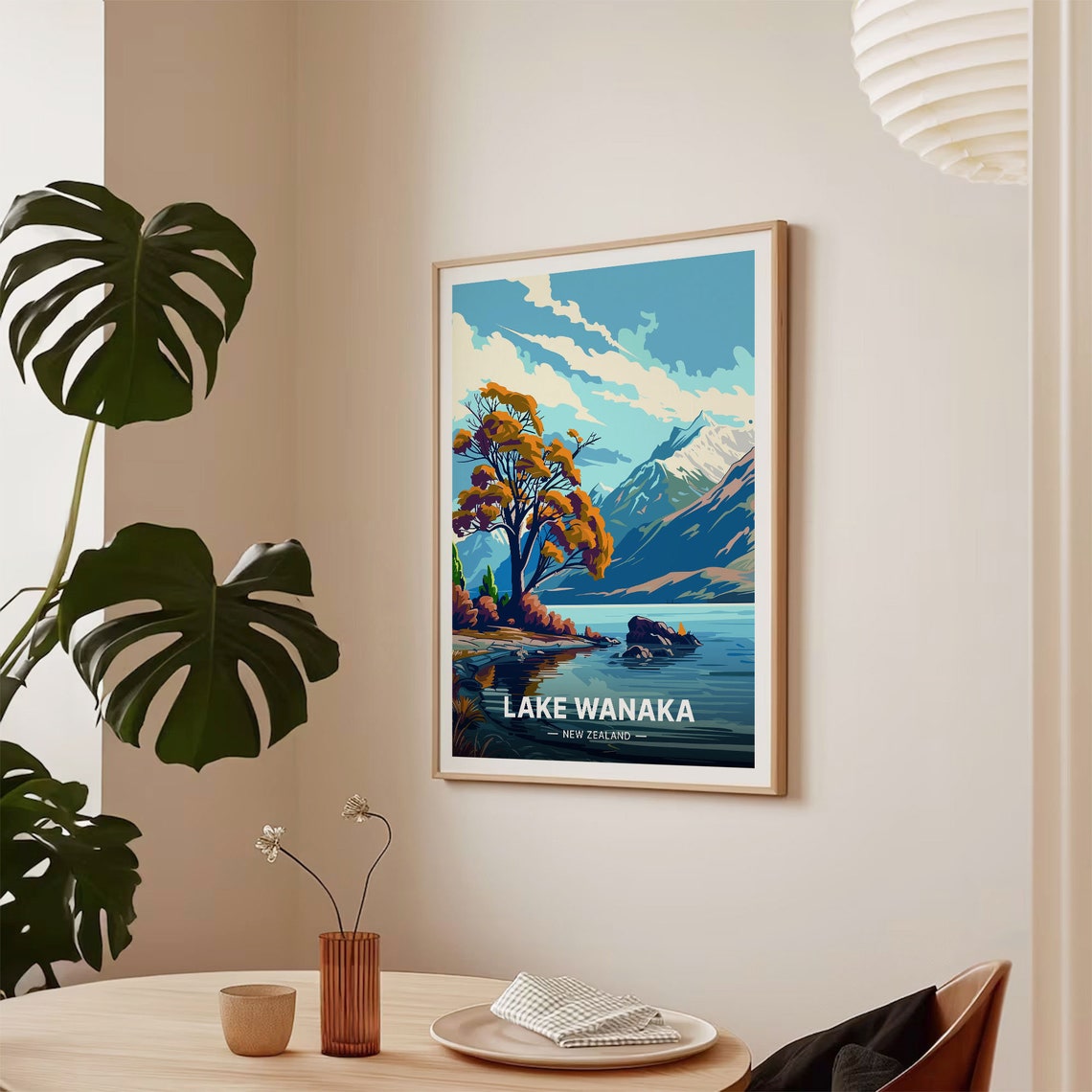 Lake Wanaka New Zealand Lone Tree Mountain Lake Travel Poster - Image 2