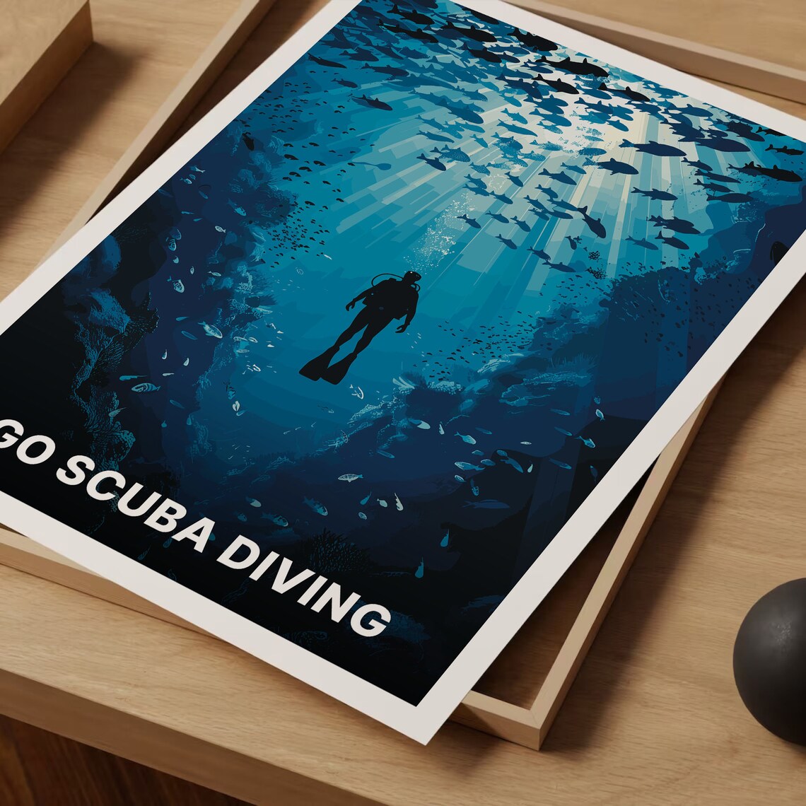 Scuba Diving Adventure Travel Poster, Ocean Exploration - Image 3