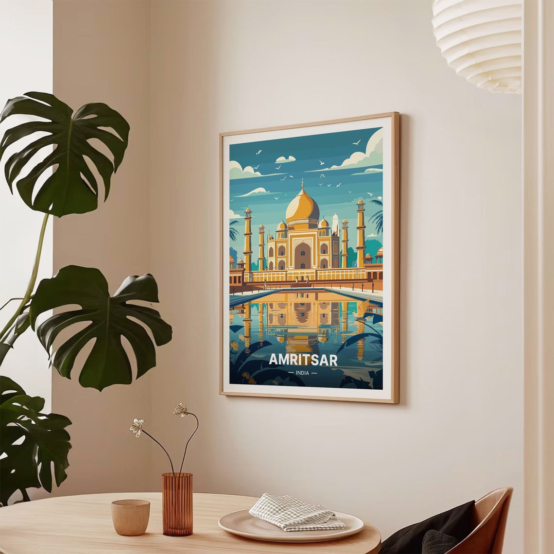 Amritsar India Punjab Golden Domed Temple Reflection Travel Poster - Image 2