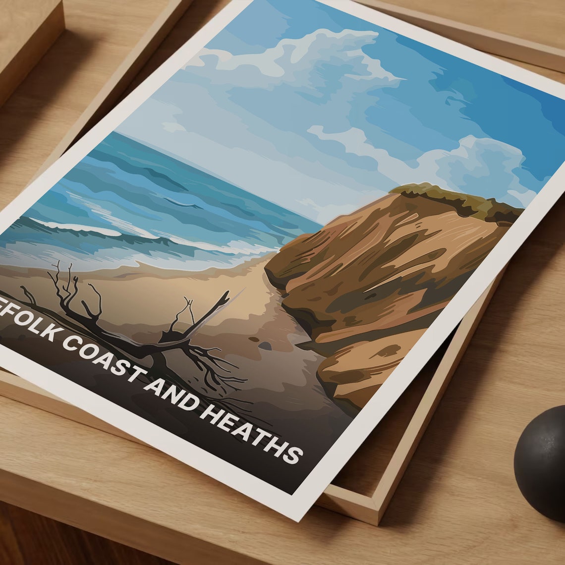 Suffolk Coast and Heaths Poster Cliff Beach Driftwood Sky Scenic Art - Image 3