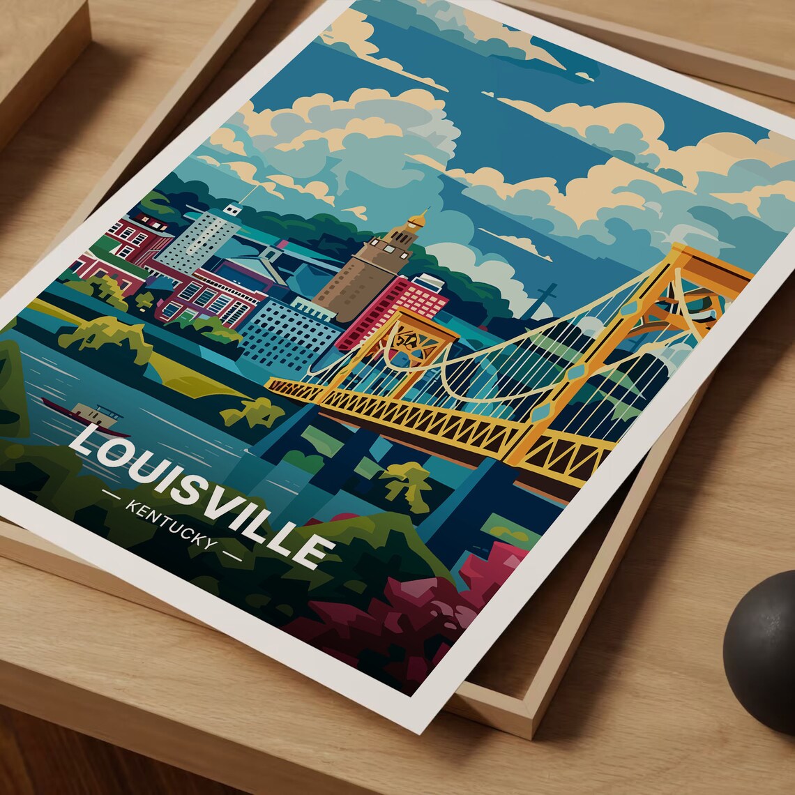 Louisville Kentucky Travel Poster, Mid-Century Modern - Image 3