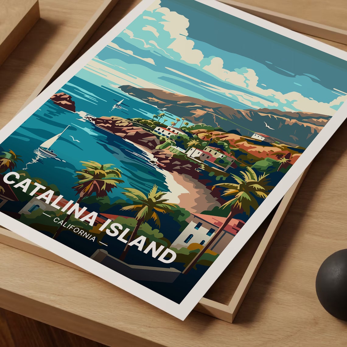 Catalina Island California Vintage Travel Poster Coastline Palm Art - Image 3