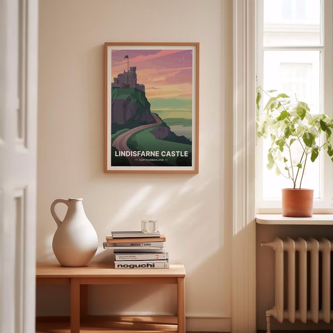 Lindisfarne Castle Northumberland Sunset Hilltop Vintage Travel Poster - Image 4