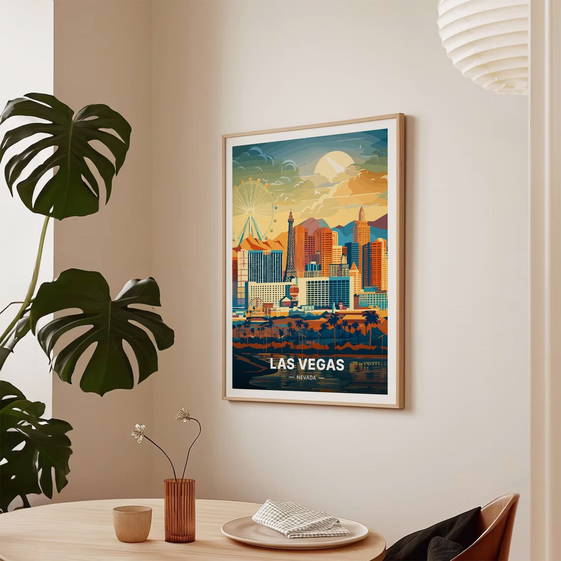 Las Vegas Nevada Strip Skyline Ferris Wheel Golden Hour Travel Poster - Image 2