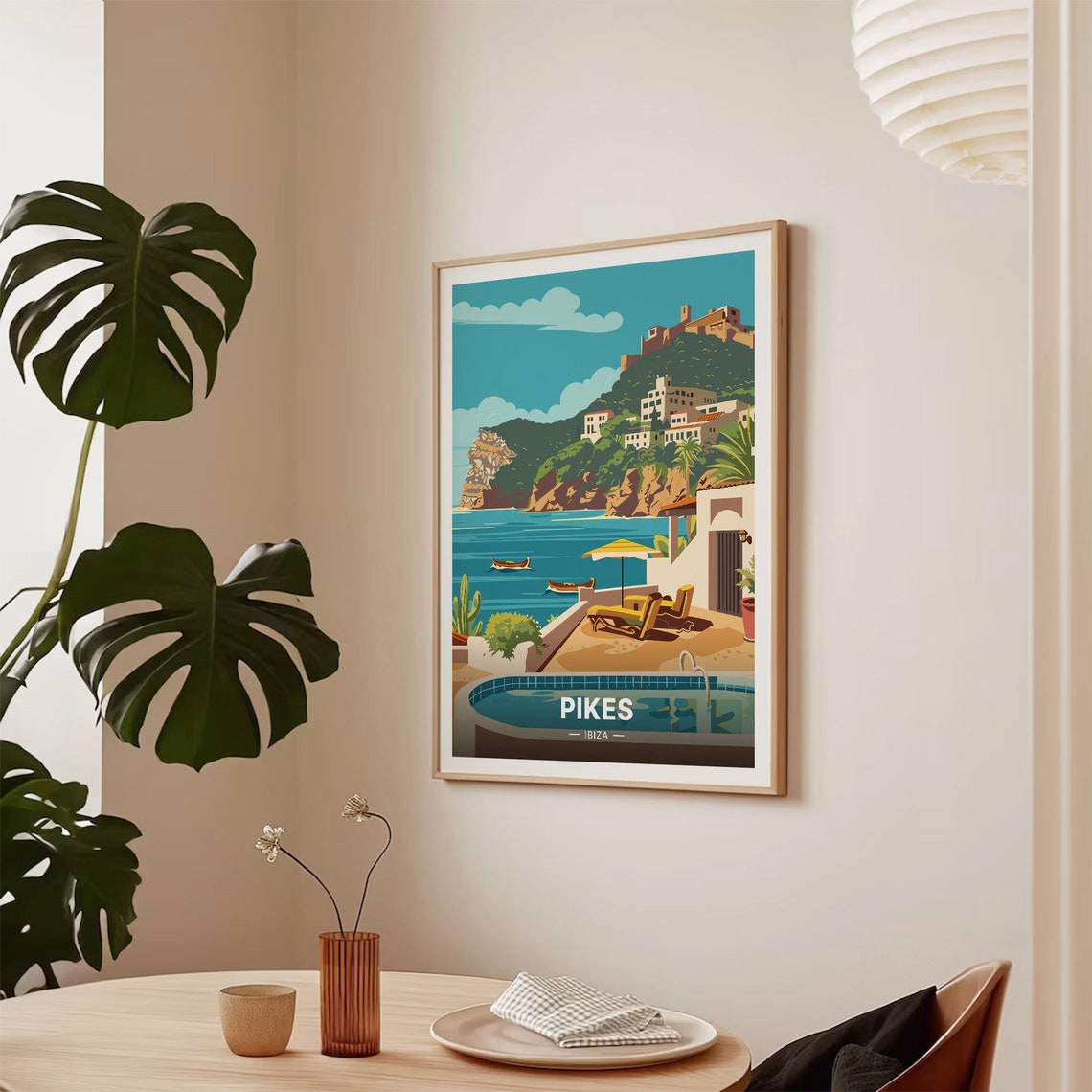 Pikes Ibiza Poolside Terrace Turquoise Bay Hillside Travel Poster - Image 2