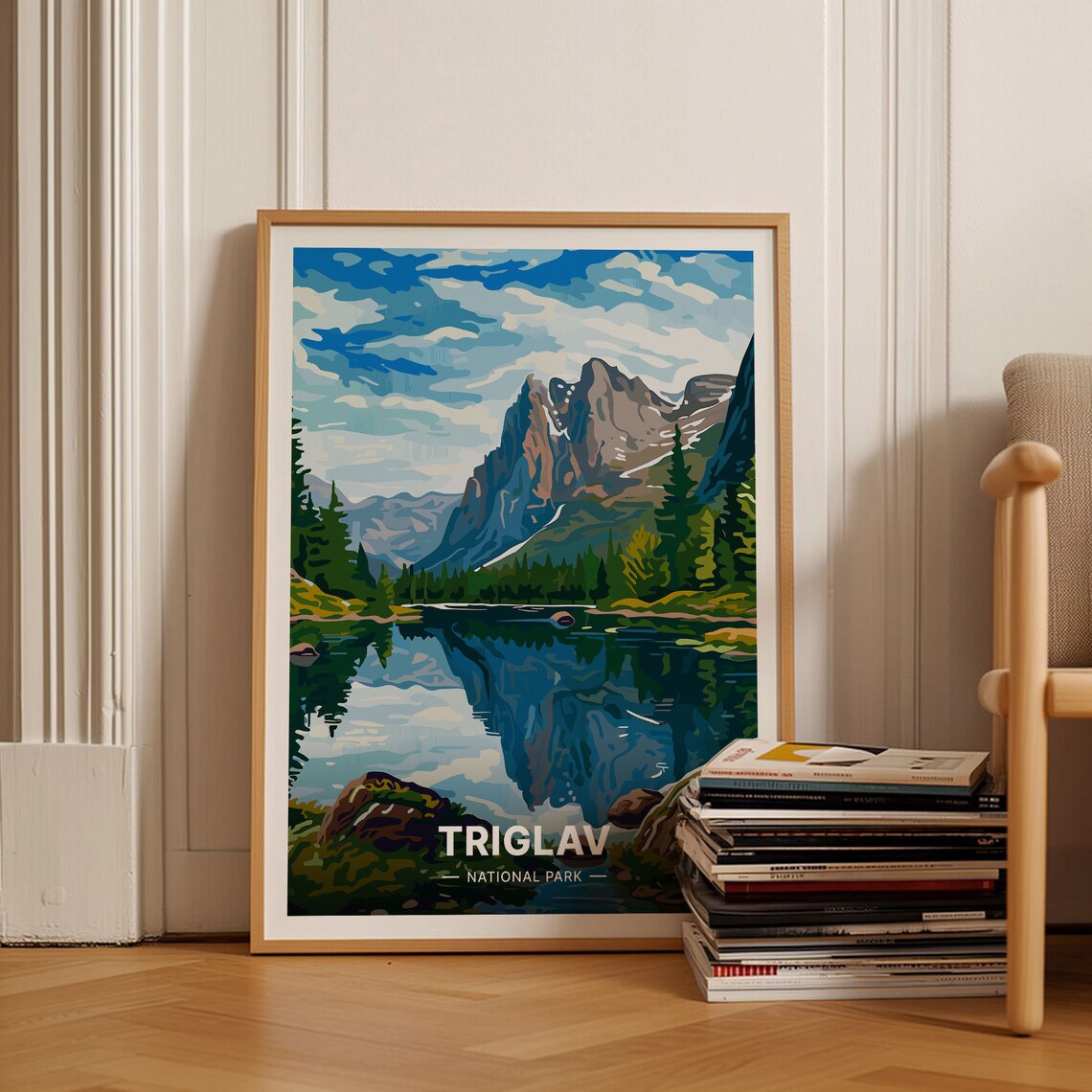 Triglav National Park Slovenia Alpine Lake Mirror Peaks Travel Poster