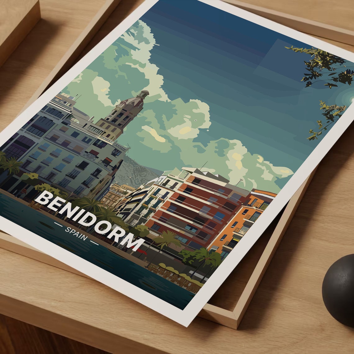 Benidorm Spain Coastal City Promenade Evening Sky Travel Poster - Image 3