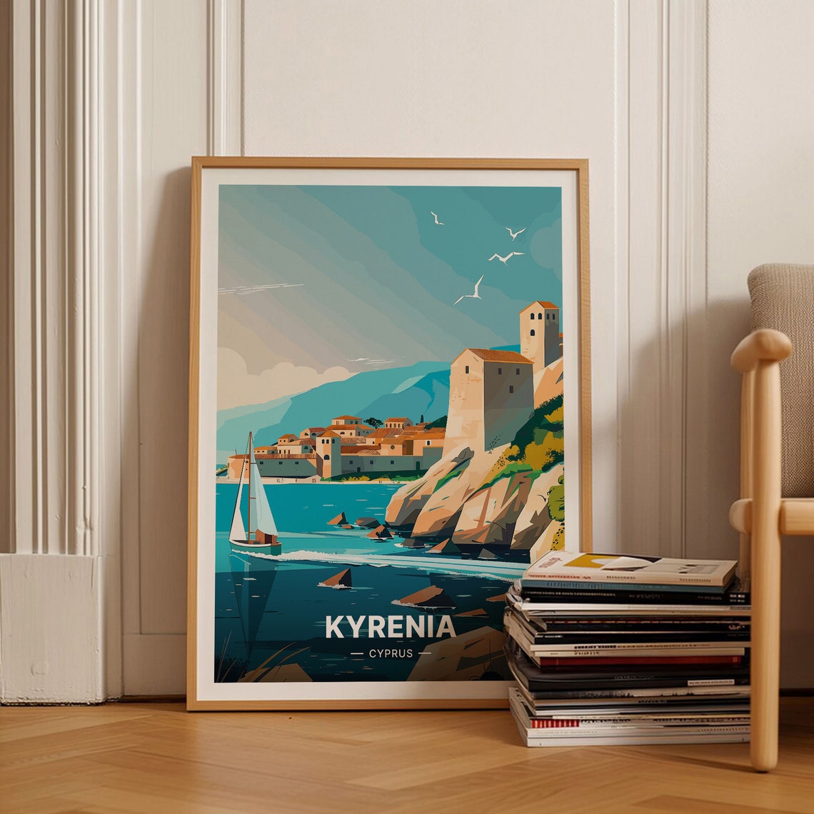 Kyrenia Cyprus Harbour Castle Sailboats Mediterranean Coast Poster