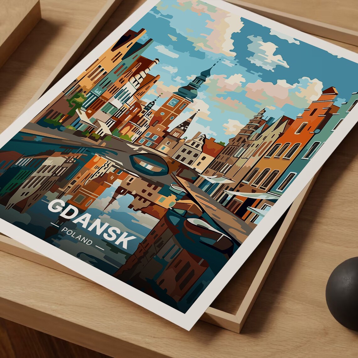 Gdansk Poland Historic Riverfront Townhouses Vintage Travel Poster - Image 3