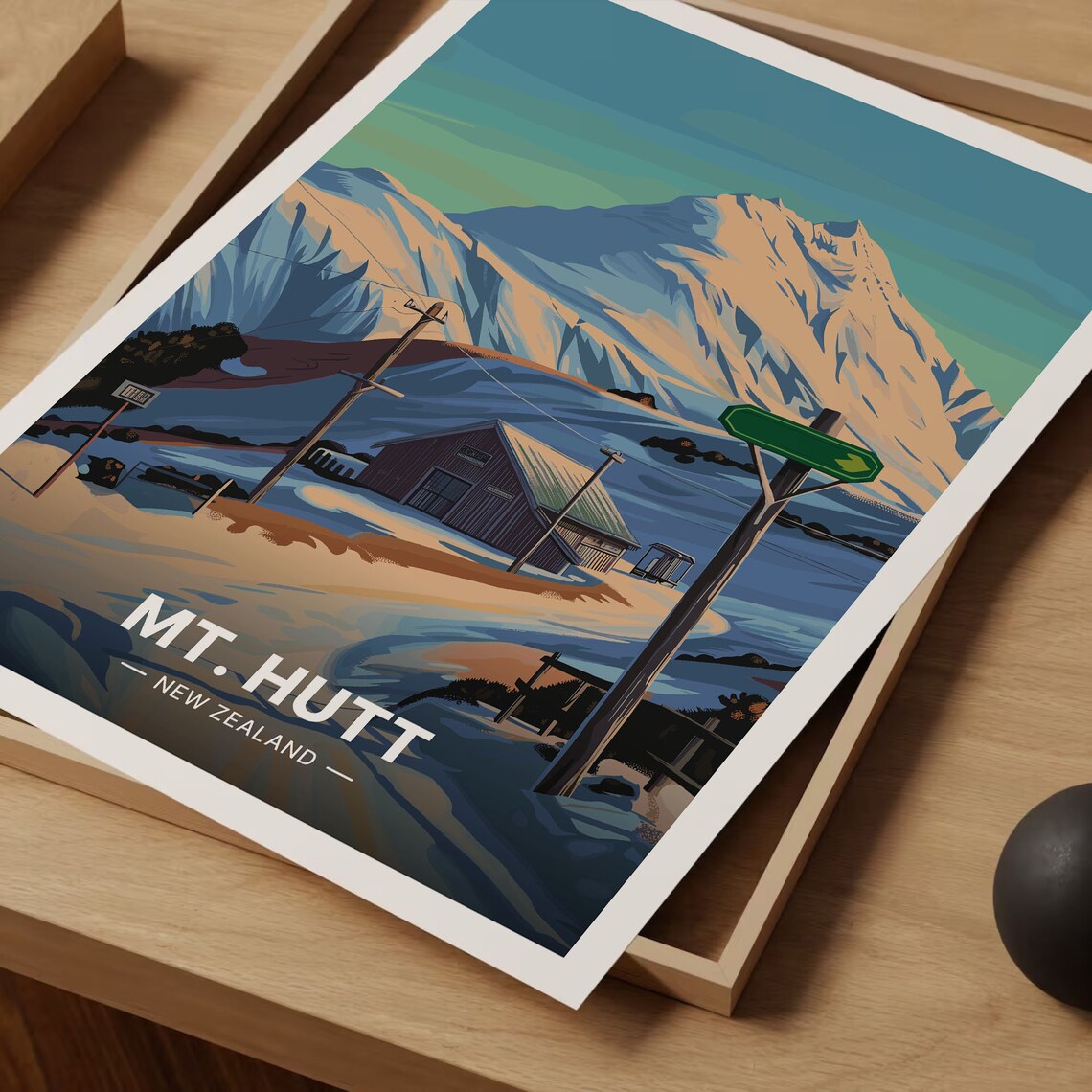 Mt Hutt Ski Resort Vintage Travel Poster - Image 3