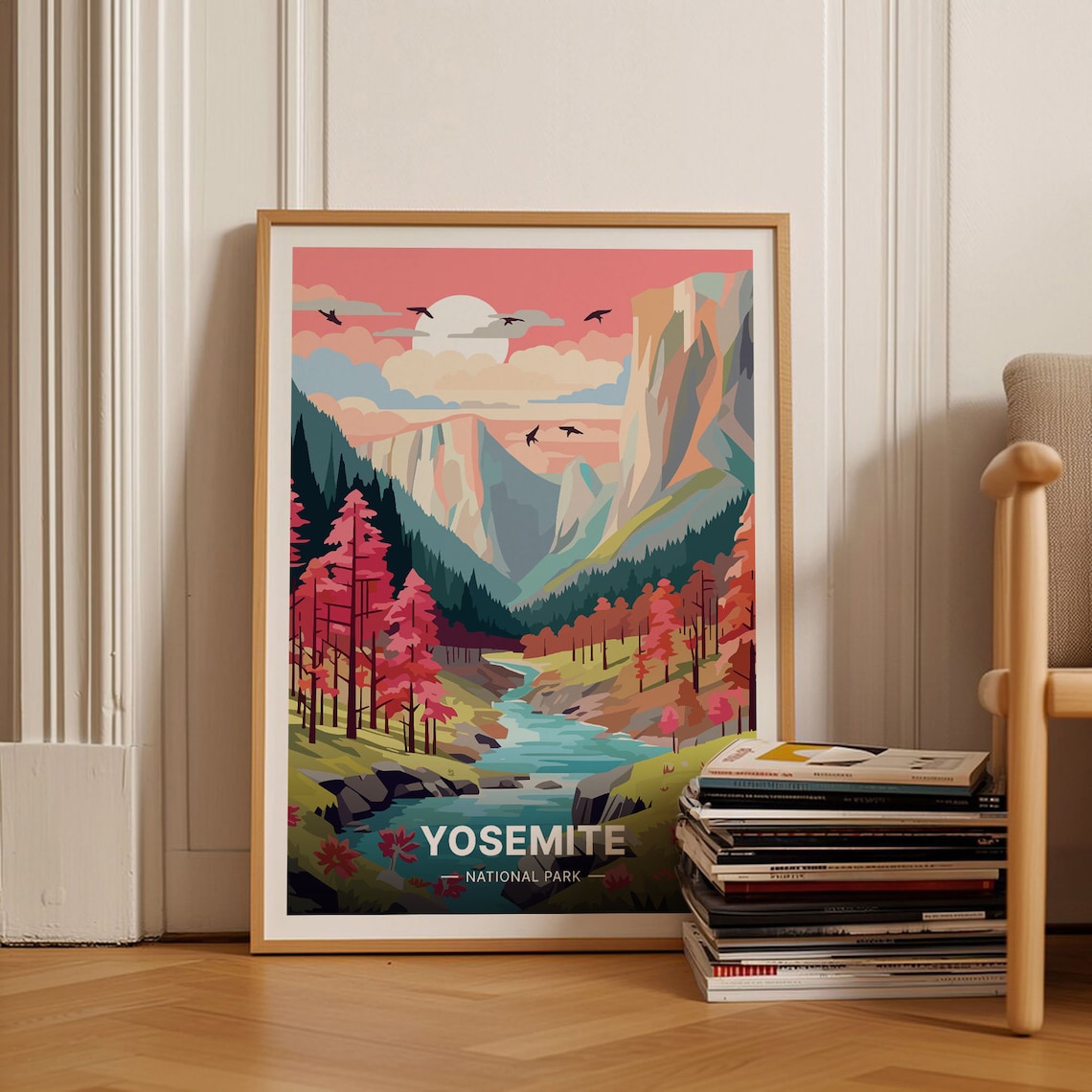 Yosemite National Park Travel Poster, Maximalist Landscape