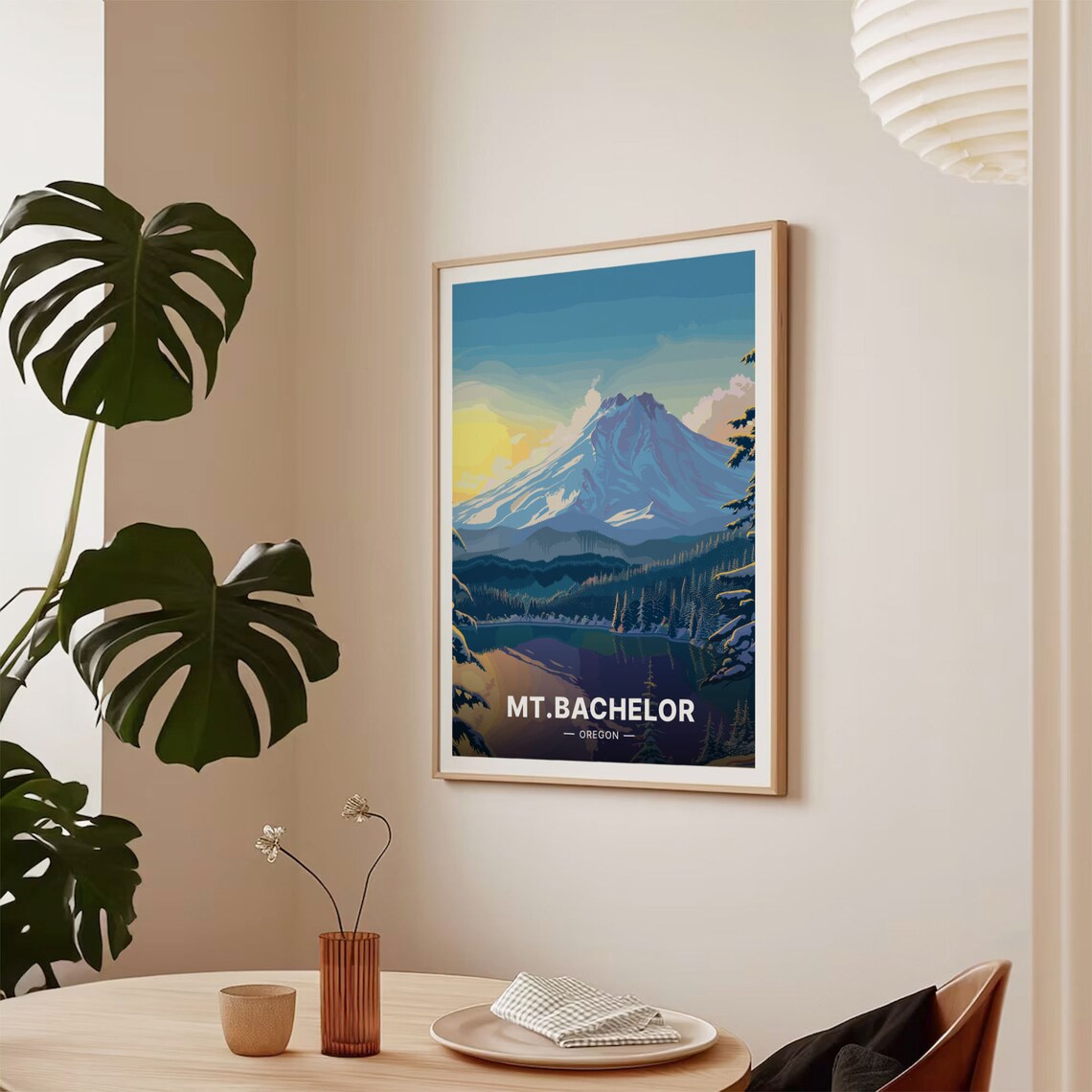 Mount Bachelor Oregon Snow Covered Peak Vintage Travel Poster - Image 2