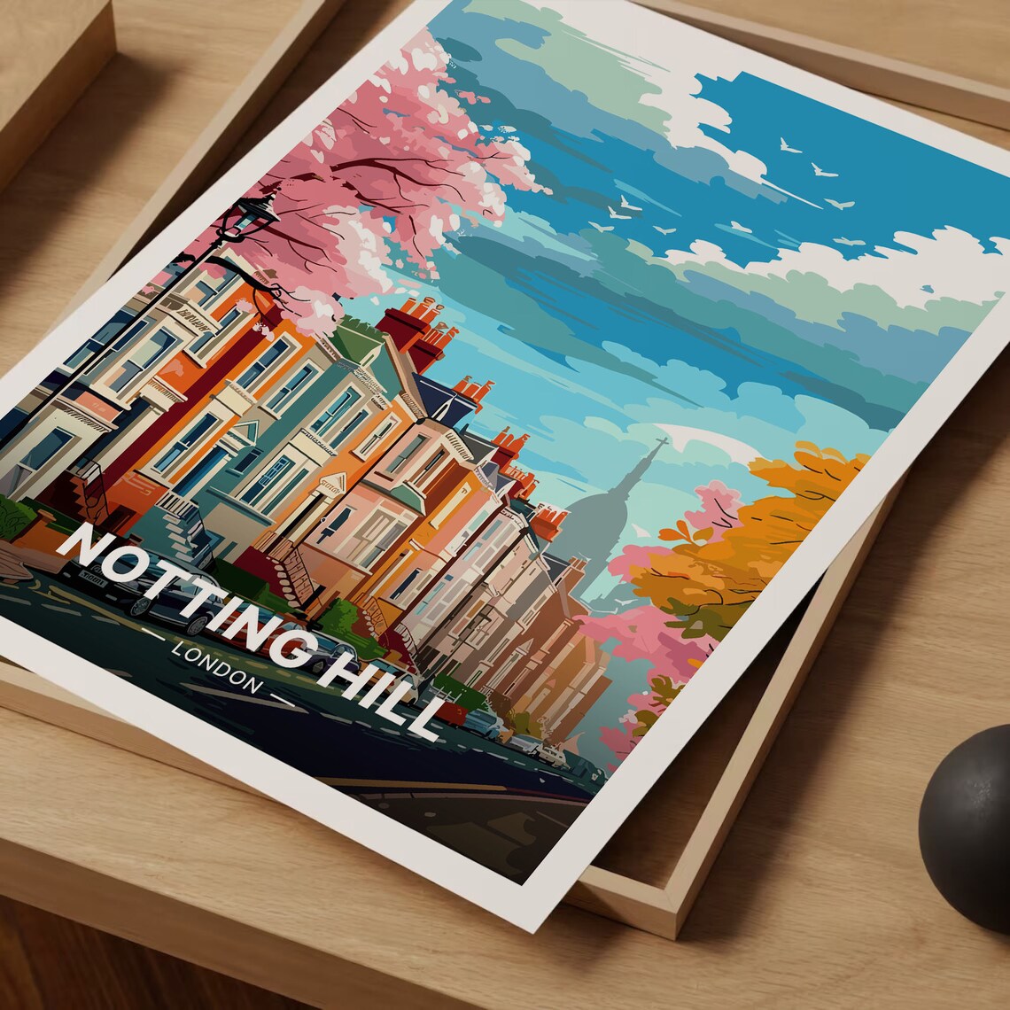 Notting Hill London Travel Poster, England Cityscape - Image 3