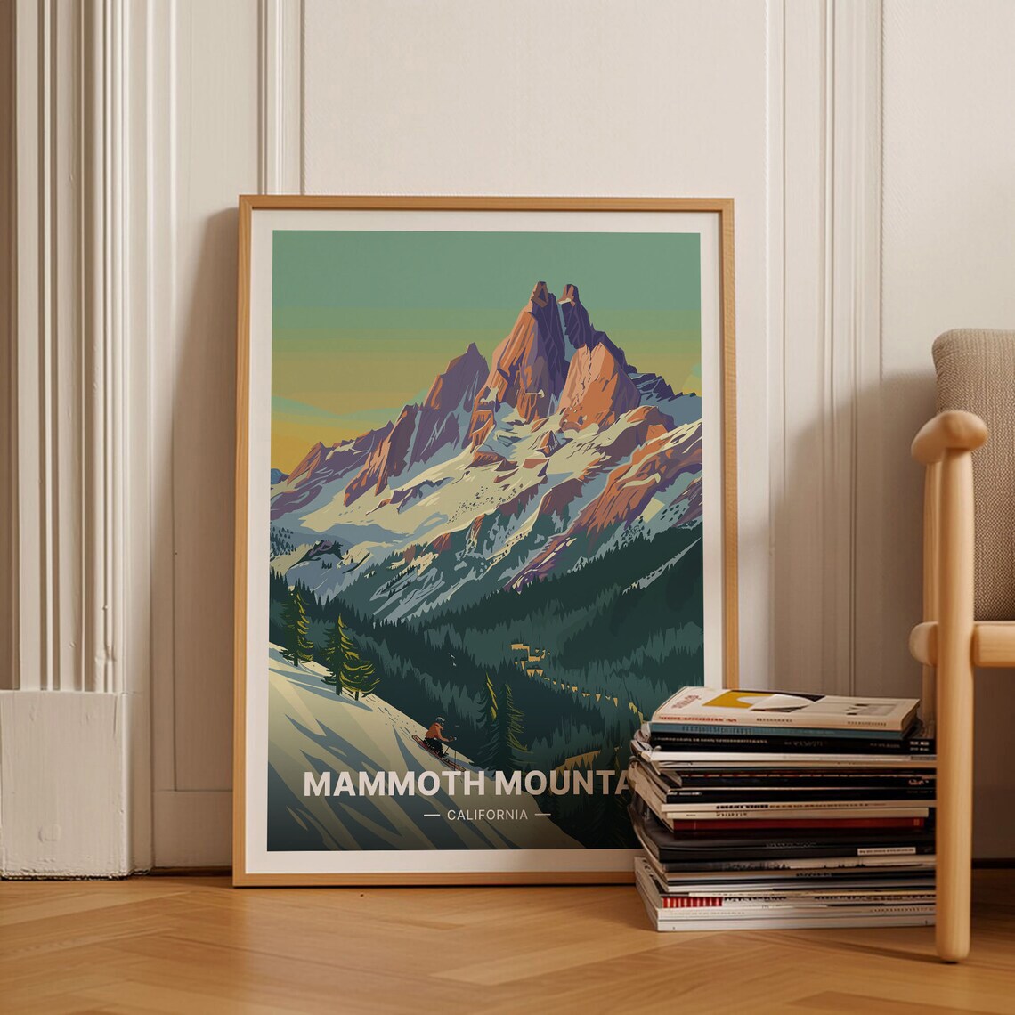 Mammoth Mountain Travel Poster, Retro Ski Lodge Decor