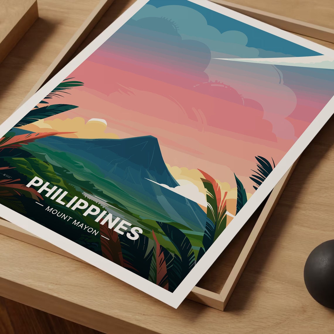 Mount Mayon Philippines Volcano Sunset Tropical Travel Poster - Image 3