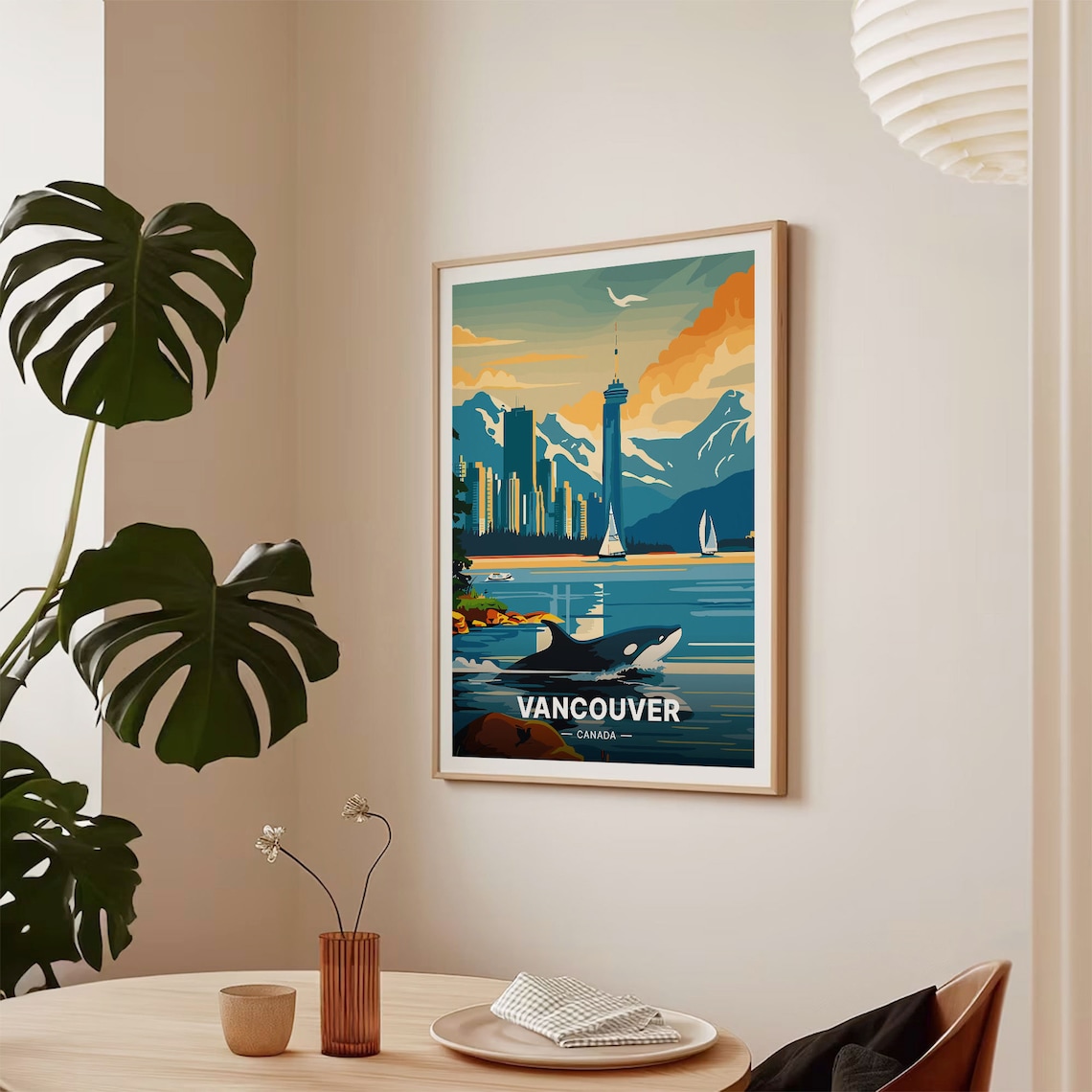 Vancouver Skyline At Dusk Travel Poster, Canada - Image 2