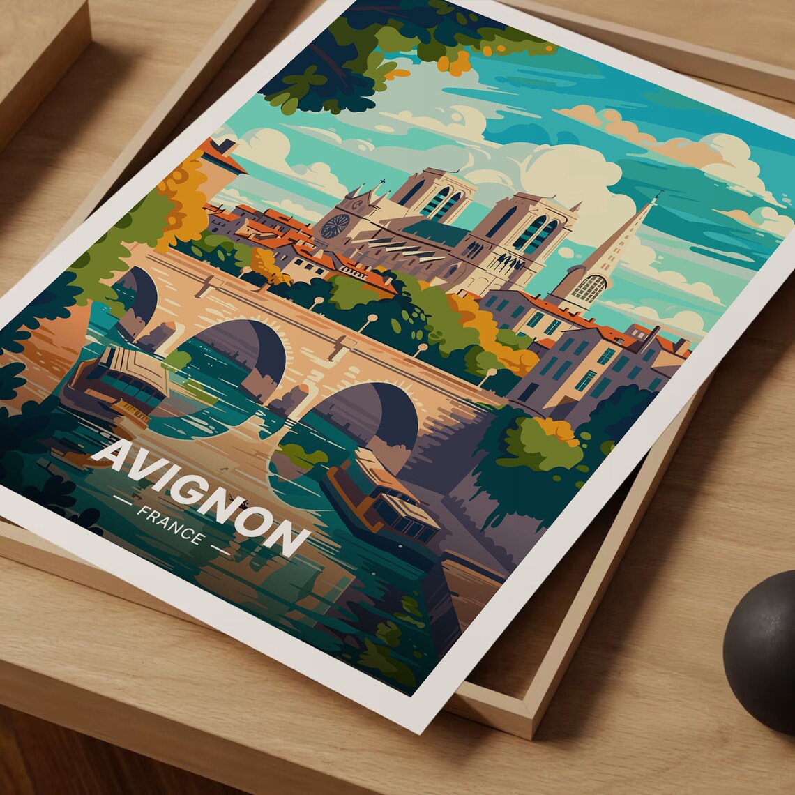 Avignon Travel Poster, France Cityscape Art Print - Image 3