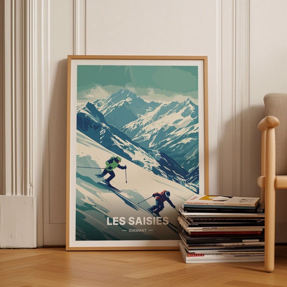 French Alps Ski Resort Poster Les Saisies Espace Diamant Hauteluce Savoie Decor Albertville Winter Sports Wall Art C20 1735