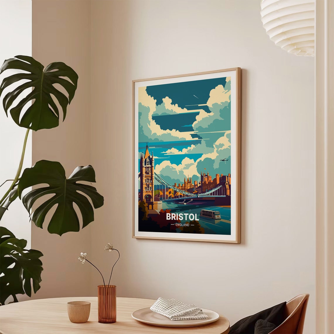 London Tower Bridge Travel Poster Vintage Thames River City Scene Art - Image 2