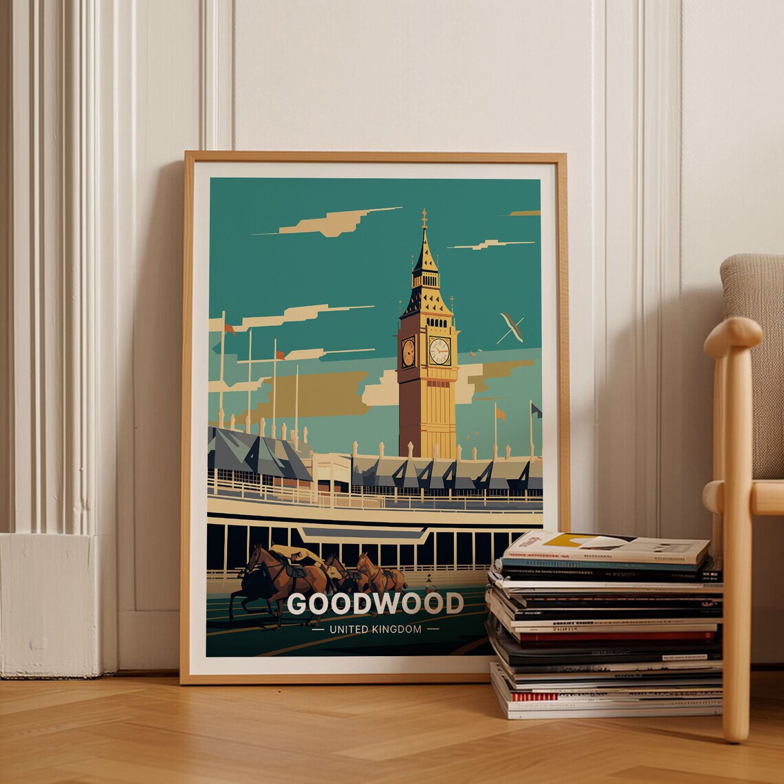 Goodwood United Kingdom Horse Racing Grandstand Day Travel Poster