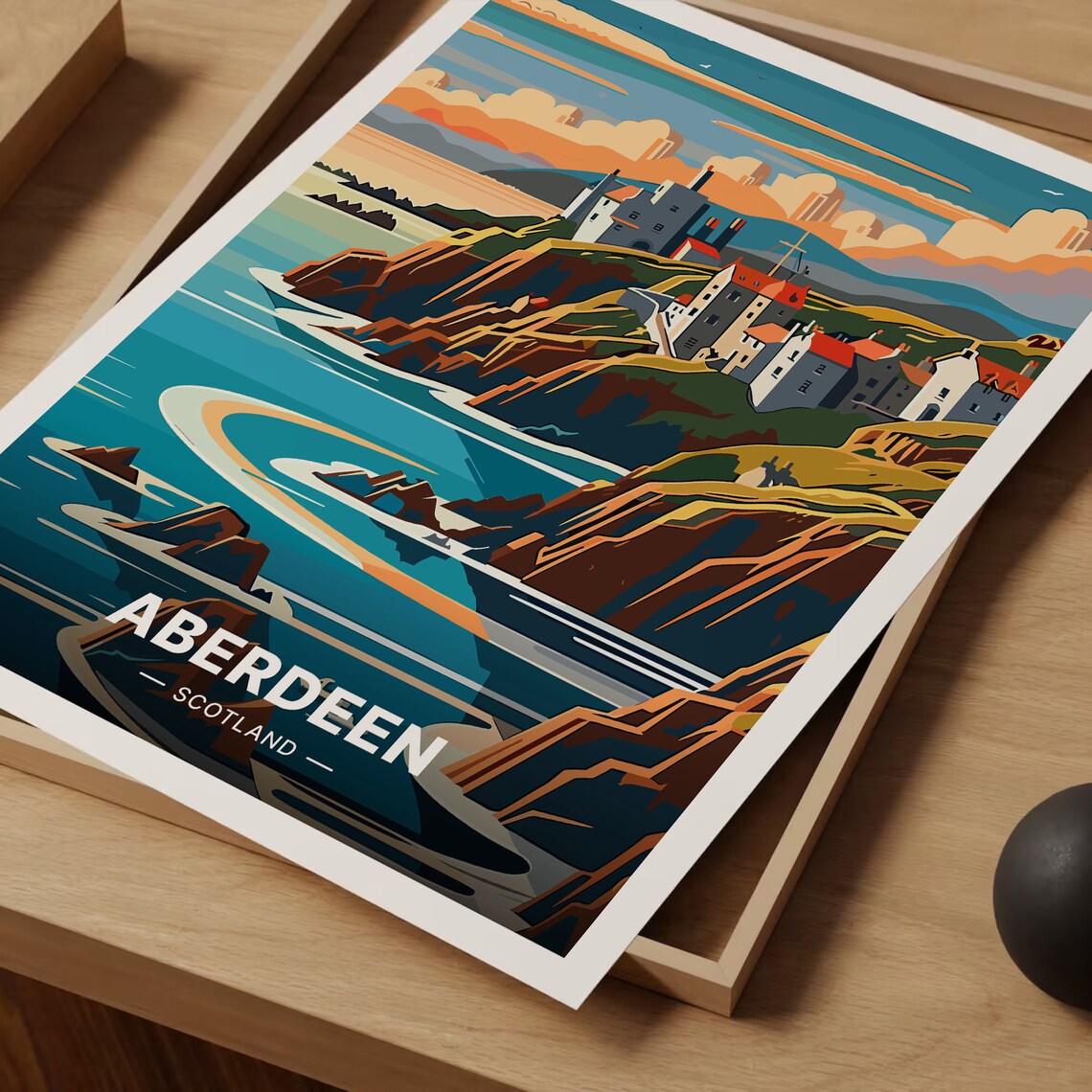 Aberdeen Scotland Cityscape Travel Poster - Image 3