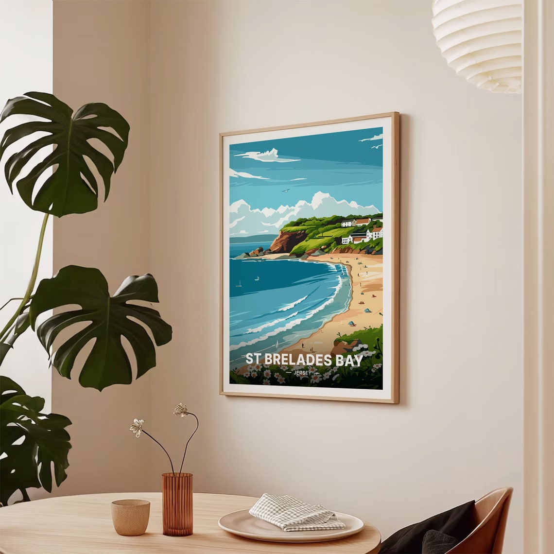St Brelades Bay Jersey Sunny Beach Coastal Retro Travel Poster - Image 2
