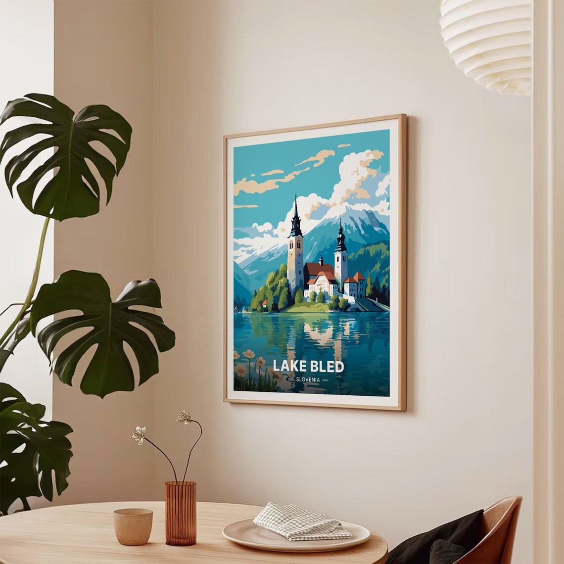 Lake Bled Travel Poster, Slovenia Scenic Landscape - Image 2