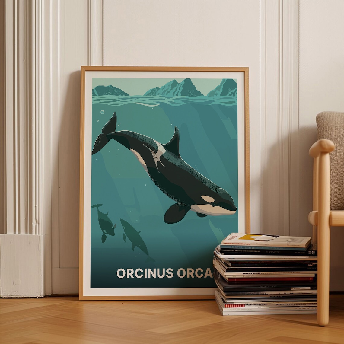 Orca Killer Whale Minimalist Ocean Sea Life Art