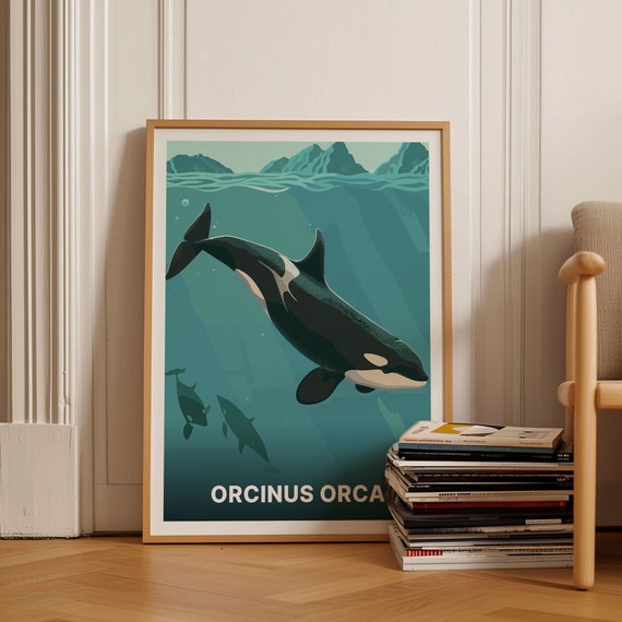 Orca Killer Whale Minimalist Ocean Sea Life Art