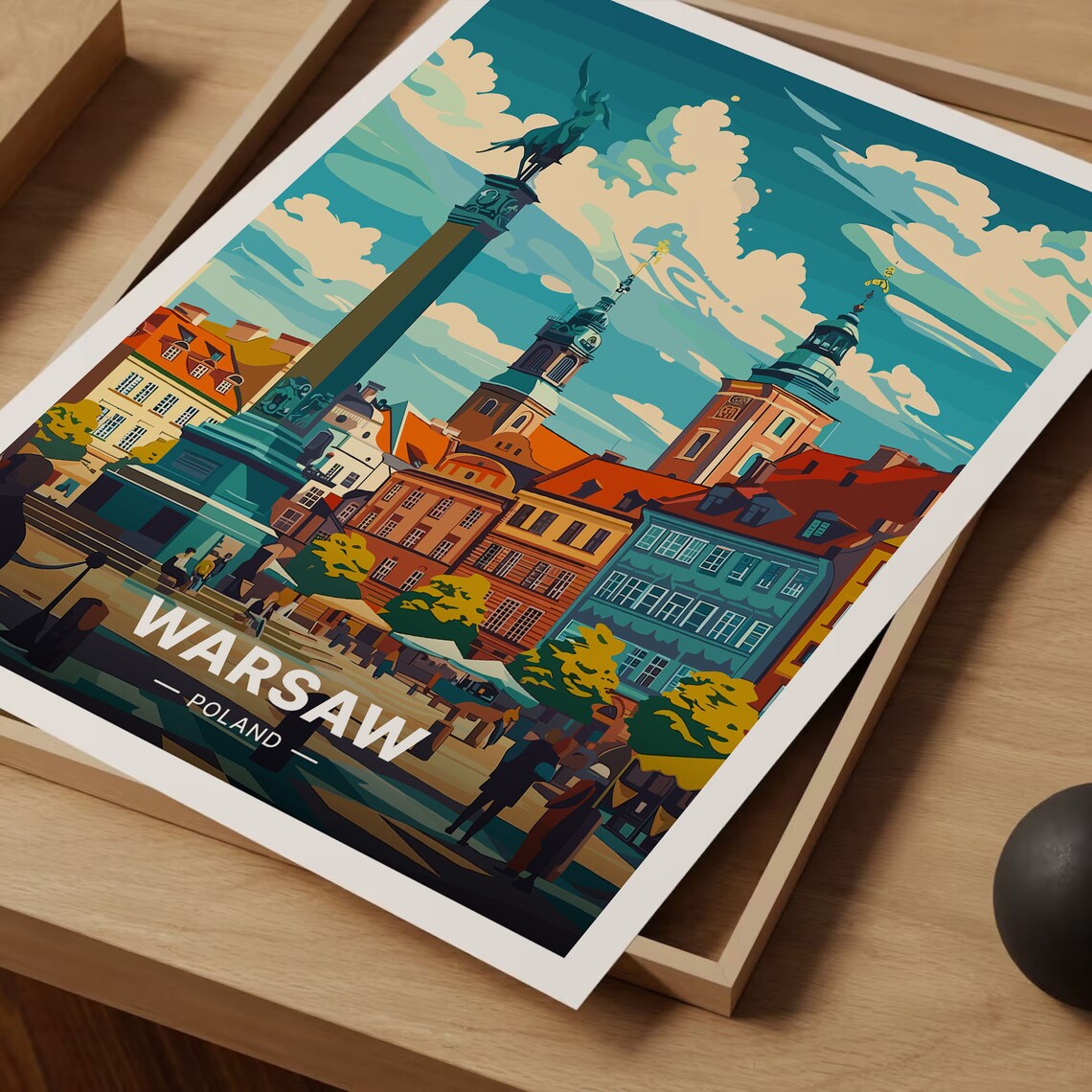 Warsaw Cityscape Poster, European Travel Art - Image 3