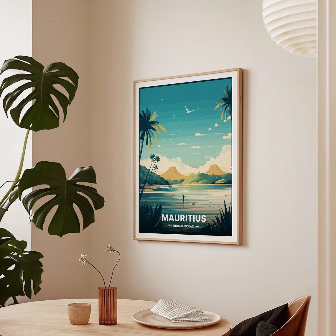 Mauritius Indian Ocean Palm Beach Lagoon Calm Waters Travel Poster - Image 2