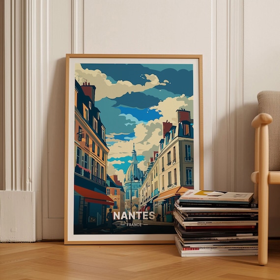 Nantes France Historic Street Vintage Cityscape Travel Poster