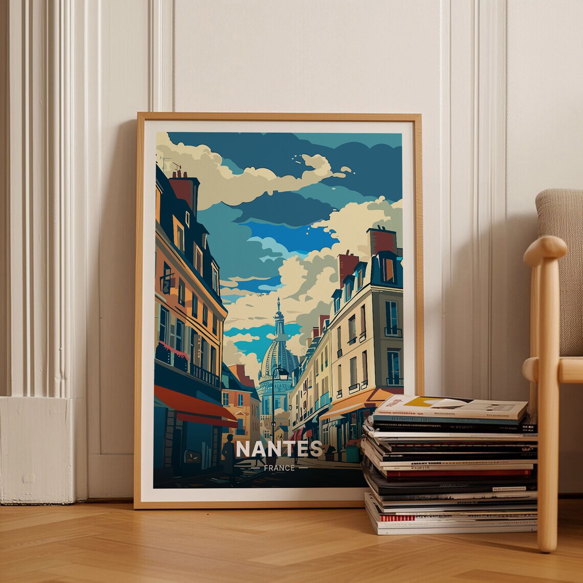 Nantes France Historic Street Vintage Cityscape Travel Poster