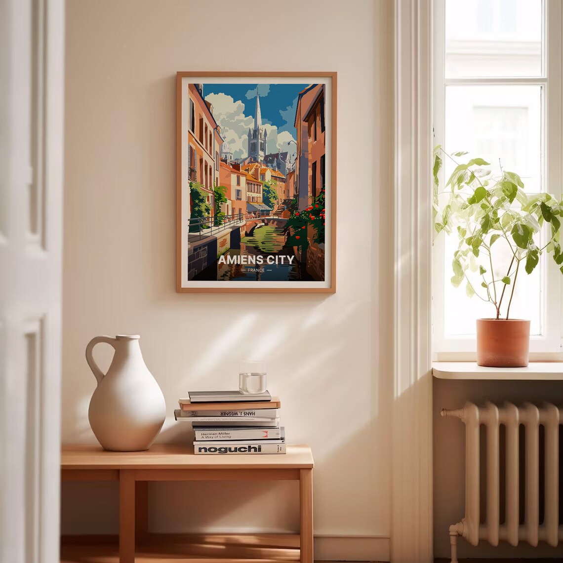 Amiens City France Canal Bridge and Cathedral Spire Travel Poster - Image 4