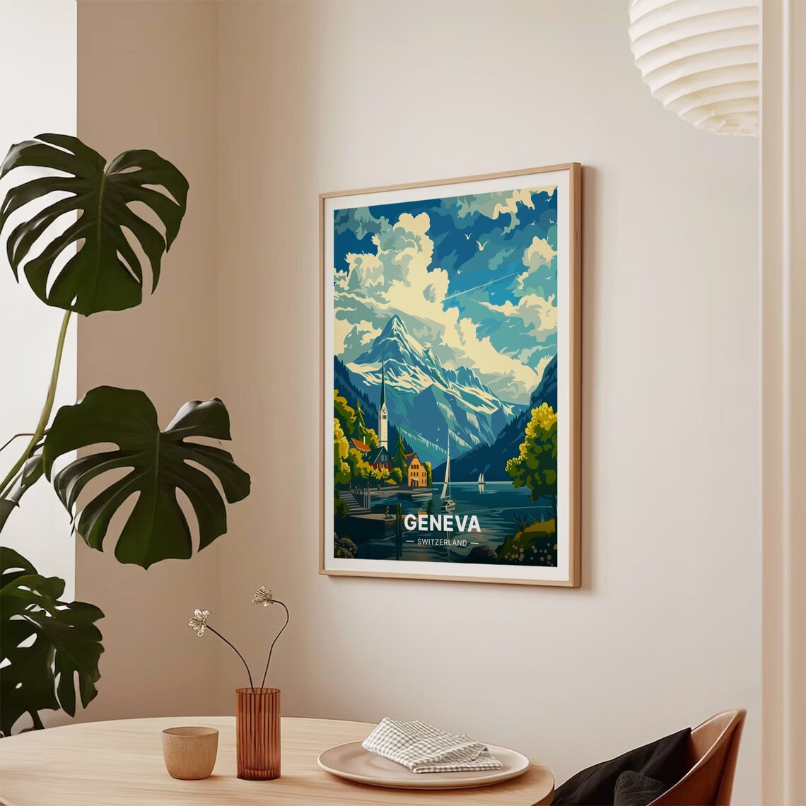 Geneva Travel Poster, Switzerland Landscape Art - Image 2