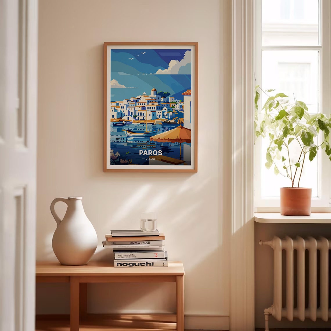 Paros Greece Whitewashed Town Harbor Boats Aegean Travel Poster - Image 4