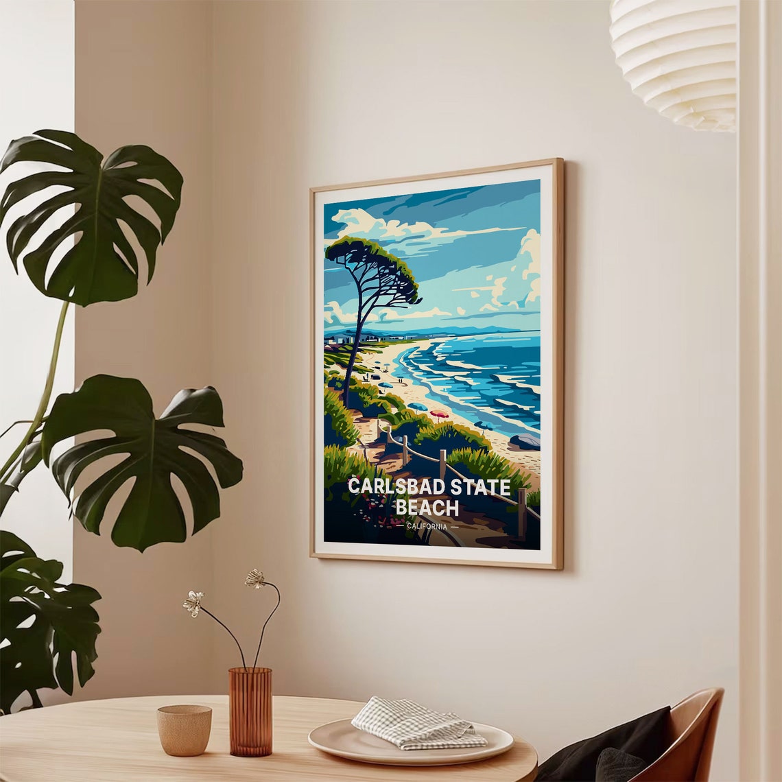 Carlsbad State Beach California Sandy Shore Waves Sunset Poster - Image 2