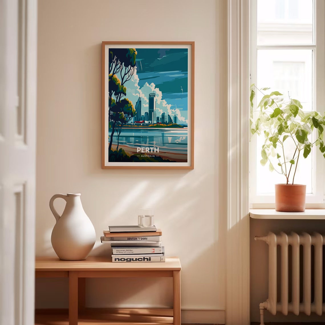 Perth Australia Poster City Skyline River Trees Urban Modern Art - Image 4